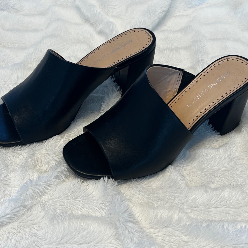 Adrienne Vittadini Black Faux Leather Mule